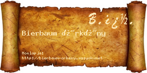 Bierbaum Örkény névjegykártya